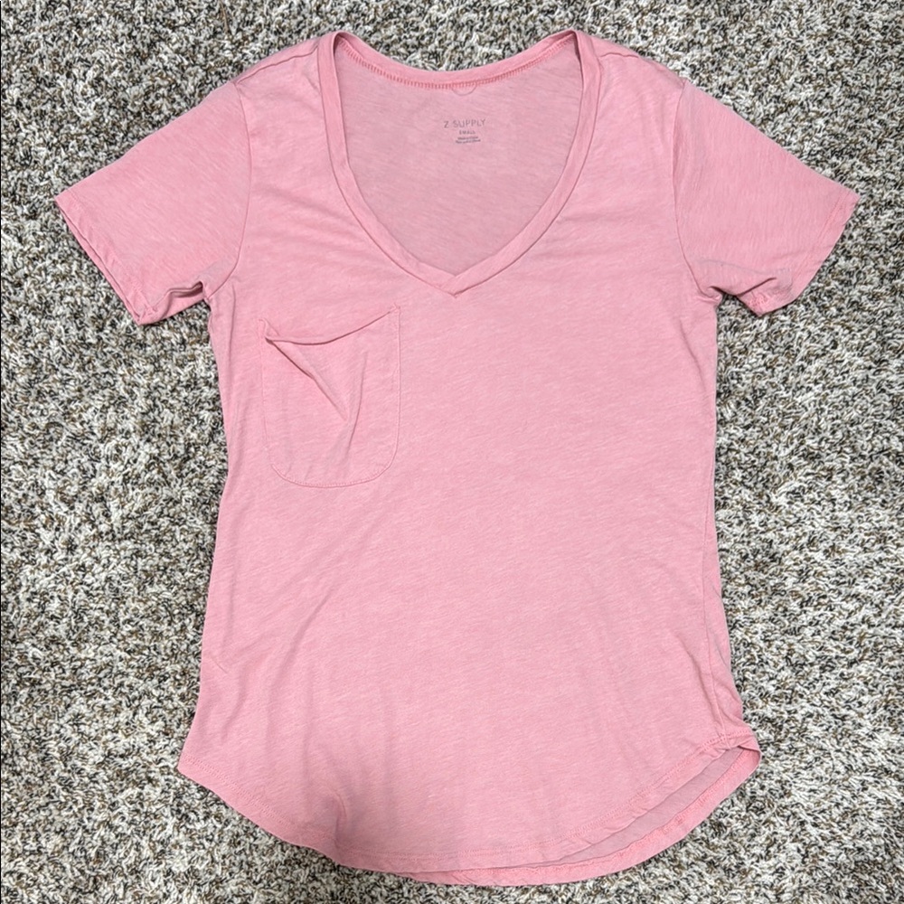 Z Supply Light Pink V-Neck Tee